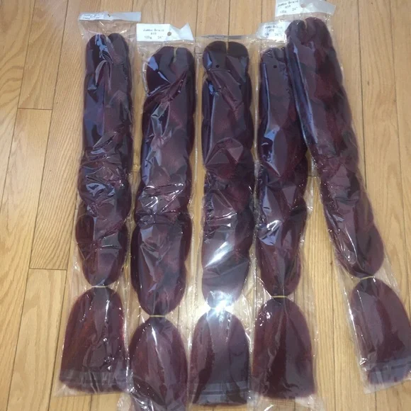5 packs of wine red braiding hair *NWT* ShowJarlly 5 Packs Ombre Jumbo Braid Hair, Red Wine  main image 4